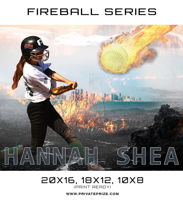Softball - Sports Fireball Series - Photography Photoshop Template
