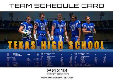 Texas Team Schedule Card - Photography Photoshop Template
