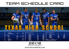Texas Team Schedule Card