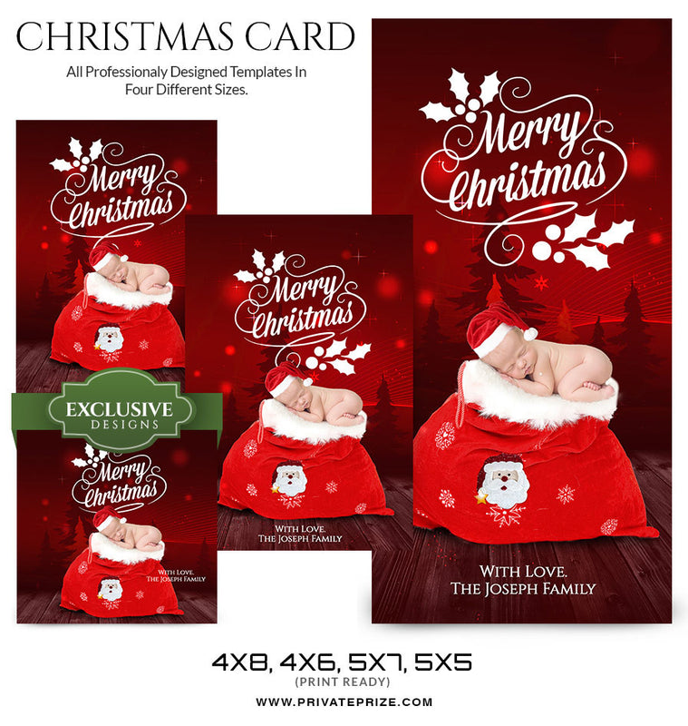 Christmas Card Love from the family and the newborn - Photography Photoshop Template
