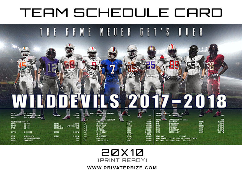 Wild Devils Team Schedule Card - Photography Photoshop Templates