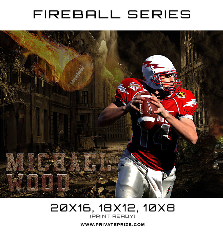 Michael Wood Football - Sports Fireball Series - Photography Photoshop Template