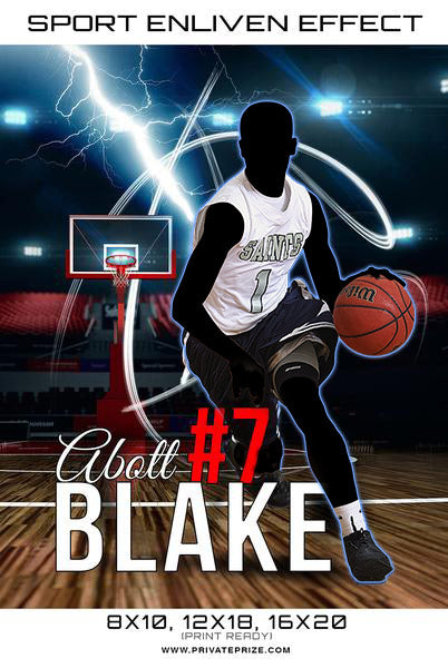 Basketball  Blake 2017 Sports Photography Template -  Enliven Effects - Photography Photoshop Template