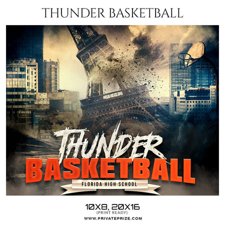 THUNDER BASKETBALL Themed Sports Photography Template - Photography Photoshop Template