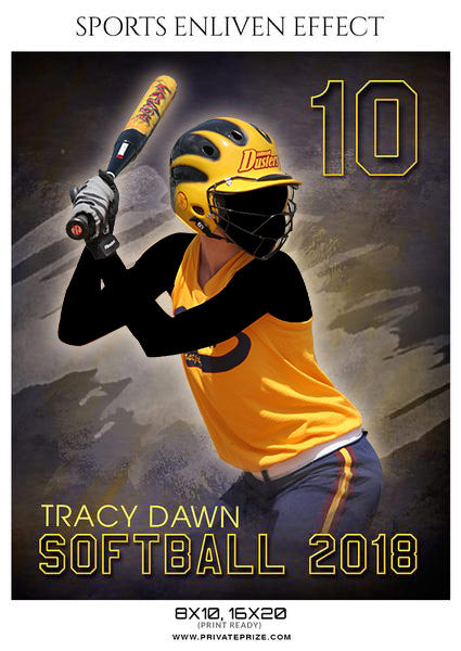 Tracy Dawn - Softball Sports Enliven Effects Photography Template - Photography Photoshop Template