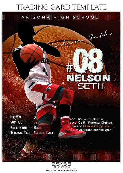 Nelson Seth Basketball Sports Trading Card Photoshop Template - Photography Photoshop Template