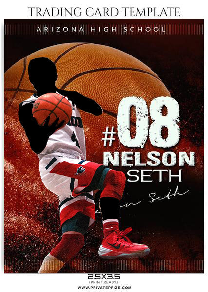 Nelson Seth Basketball Sports Trading Card Photoshop Template - Photography Photoshop Template