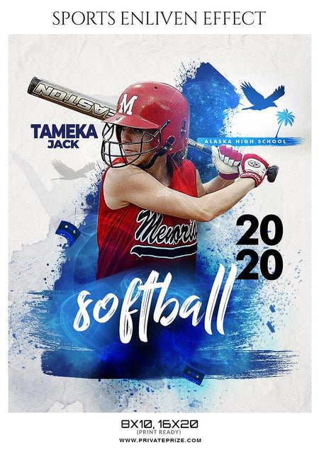 Tameka Jack - Softball Sports Enliven Effect Photography template - PrivatePrize - Photography Templates