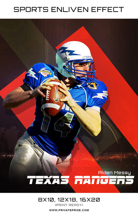 Texas Rangers Football High School Sports - Enliven Effects - Photography Photoshop Template