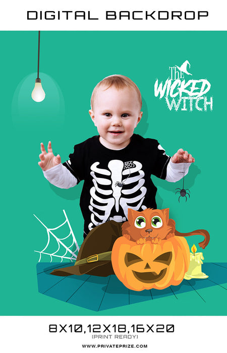 The Wicked Witch - Baby Halloween Template Digital Background - Photography Photoshop Template