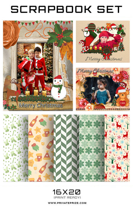 Christmas Scrapbook -Joy - Photography Photoshop Template