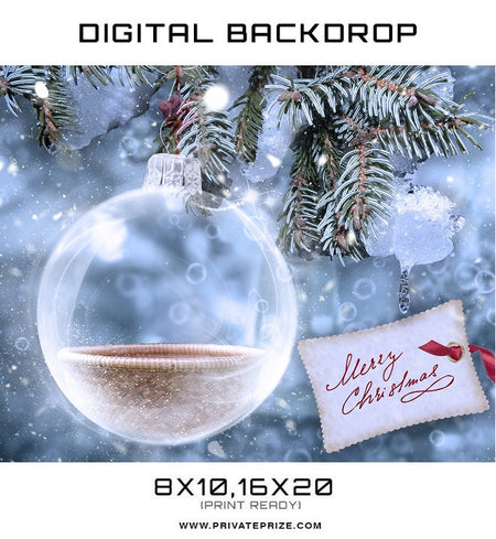 New Born Christmas Glass Ball Digital Backdrop - Photography Photoshop Template