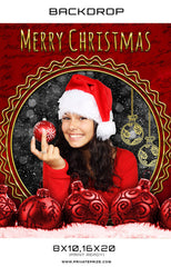 Merry Christmas Red Digital Photography Backdrop