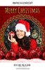 Merry Christmas Red Digital Photography Backdrop - Photography Photoshop Template