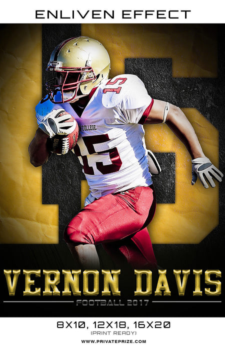 Vernon Davis Football 2017 Sports Template -  Enliven Effects - Photography Photoshop Template