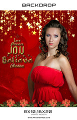 Love Peace Joy Christmas Digital Backdrop Red