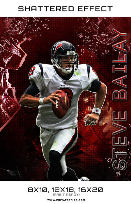 Shattered Effect Football Steve High School Sports Template -  Enliven Effects - Photography Photoshop Template