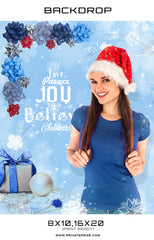 Love Peace Christmas Digital Backdrop Blue