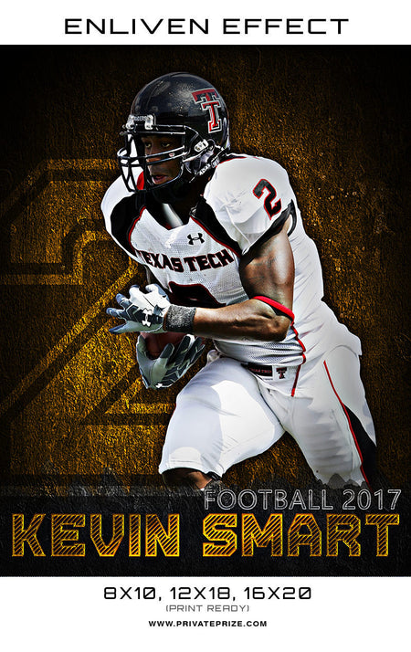 Kevin Smart Football 2017 High School Sports Template -  Enliven Effects - Photography Photoshop Template