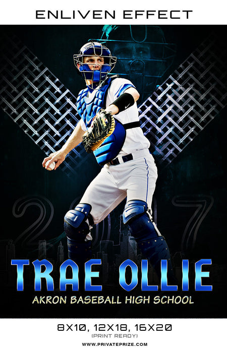 Trae Ollie Akron Baseball High School Sports Template -  Enliven Effects - Photography Photoshop Template