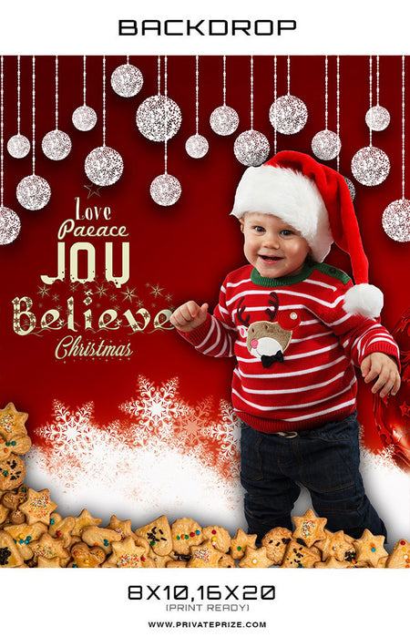 Love Peace Joy Christmas Baby Backdrop - Photography Photoshop Template
