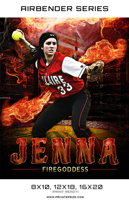 Airbender Series Softball 2017 Sports Template -  Enliven Effects - Photography Photoshop Template