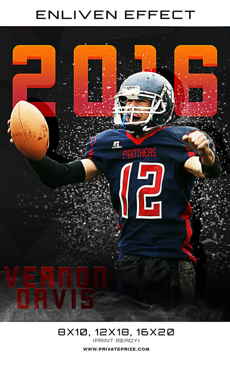 Vernon Davis Football Sports Template -  Enliven Effects - Photography Photoshop Template