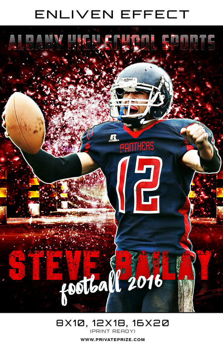 Steve Bailay Football Sports Template -  Enliven Effects - Photography Photoshop Template