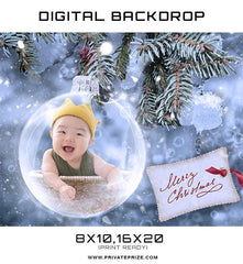 New Born Christmas Glass Ball Digital Backdrop