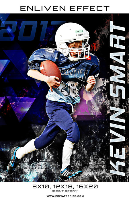 Kevin Smart Football 2017 Sports Template -  Enliven Effects - Photography Photoshop Template