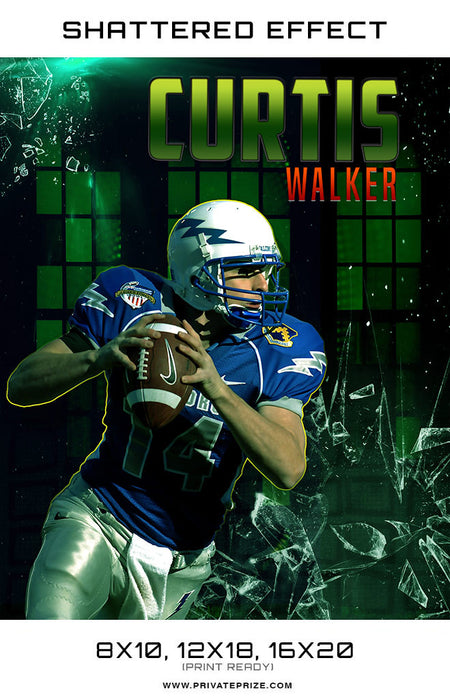 Shattered Effect Football Curtis High School Sports Template -  Enliven Effects - Photography Photoshop Template