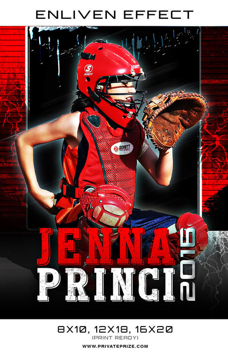 Jenna Princi Softball Sports Template -  Enliven Effects - Photography Photoshop Template