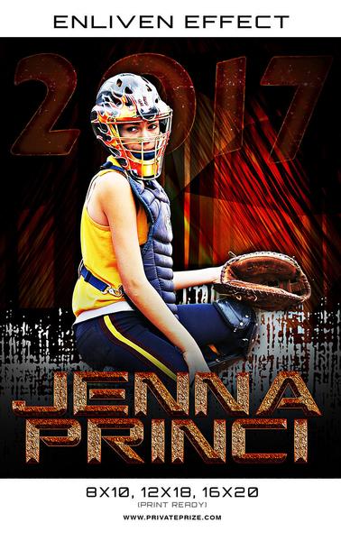 Jenna Princi Softball High School Sports Template -  Enliven Effects - Photography Photoshop Template