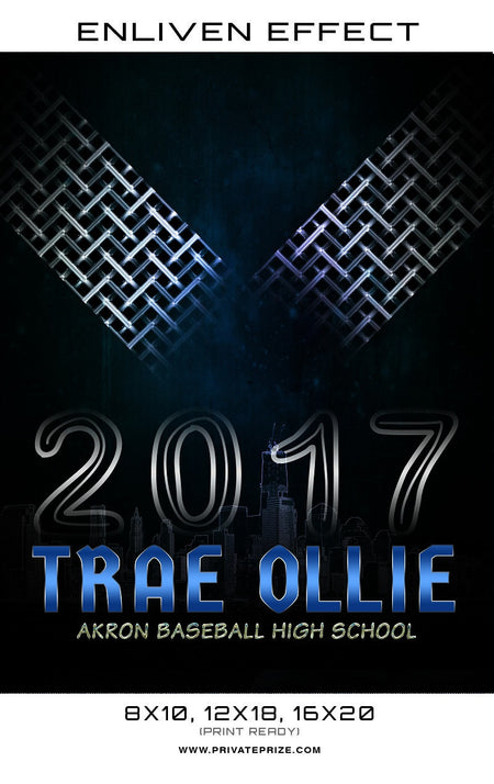 Trae Ollie Akron Baseball High School Sports Template -  Enliven Effects - Photography Photoshop Template
