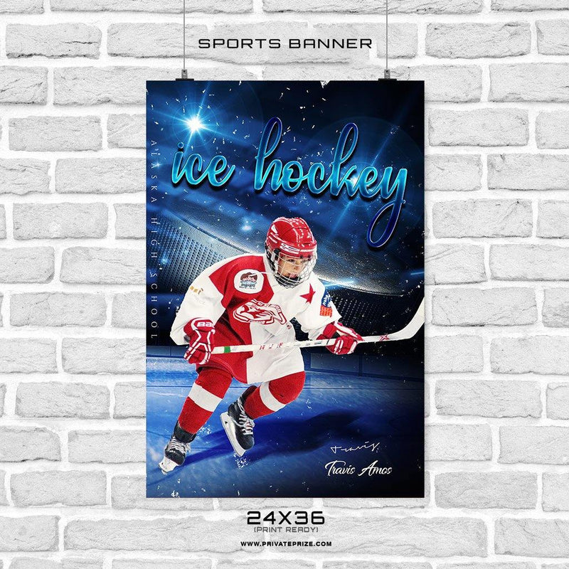 Travis Amos - Ice Hockey Sports Banner Photoshop Template - PrivatePrize - Photography Templates