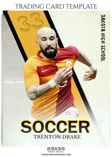 Trenton Drake - Soccer Sports Trading Card Photoshop Template - PrivatePrize - Photography Templates