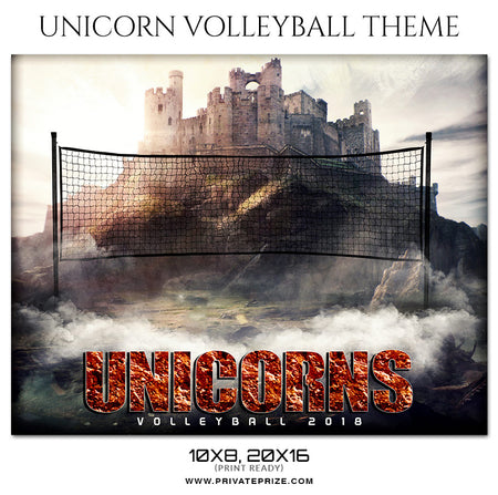 Unicorns Volleyball Themed Sports Photography Template - Photography Photoshop Template