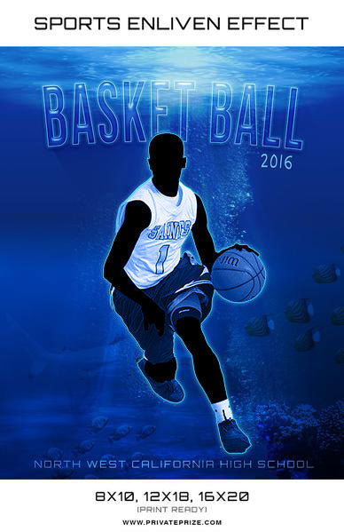 Under Water Basketball High School Sports - Enliven Effects - Photography Photoshop Template