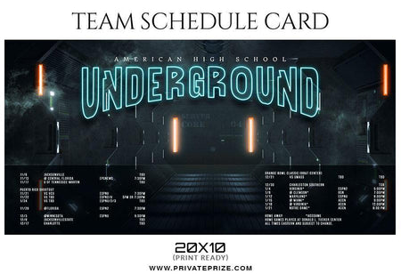 Underground Football Team Schedule Card - PrivatePrize - Photography Templates