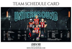 Underground Football Team Schedule Card