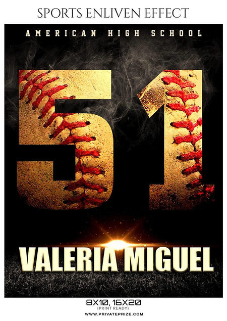 Valeria Miguel - Softball Sports Enliven Effect Photography template - PrivatePrize - Photography Templates