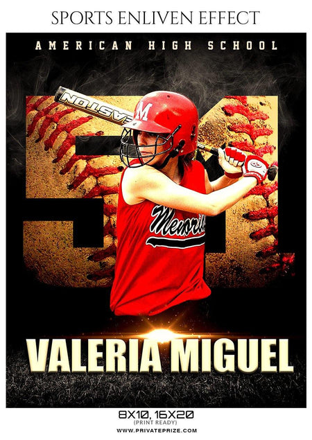 Valeria Miguel - Softball Sports Enliven Effect Photography template - PrivatePrize - Photography Templates
