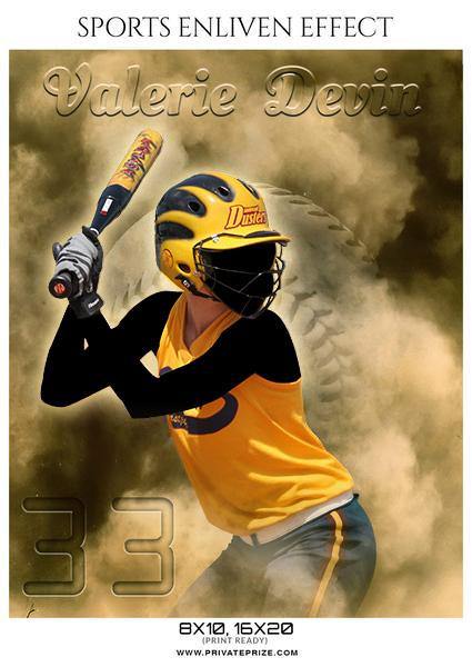 Valerie Devin - Softball Sports Enliven Effects Photography Template - PrivatePrize - Photography Templates