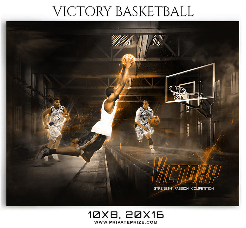 Victory Basketball Themed Sports Photography Template - Photography Photoshop Template