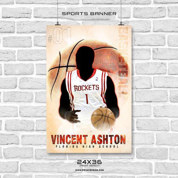 Vincent Ashton - Basketball  Enliven Effects Sports Banner Photoshop Template - PrivatePrize - Photography Templates