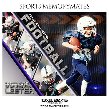 Virgil Lester Football - Sports Memory Mate Photoshop Template - Photography Photoshop Template