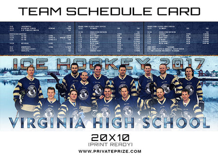 Virginia Team Schedule Card - Photography Photoshop Template