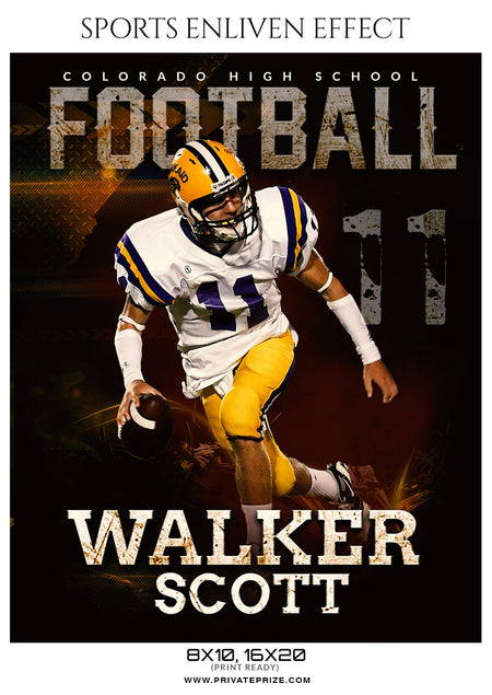 Walker Scott - Football Sports Enliven Effects Photography Template - Photography Photoshop Template