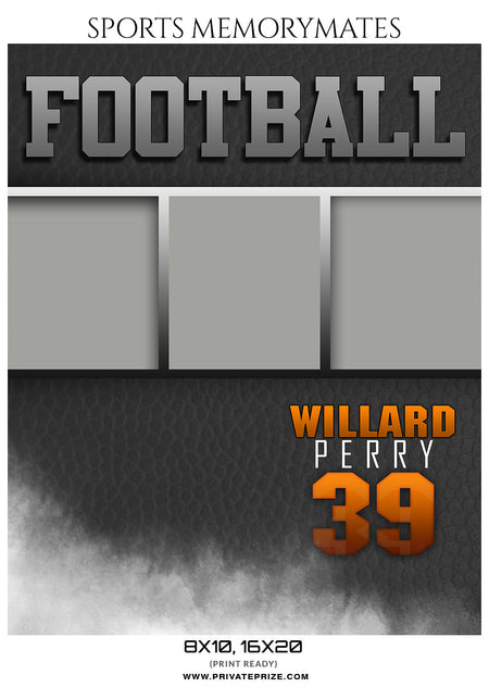 Willard Perry Football- Sports Memory Mate Photoshop Template - Photography Photoshop Template