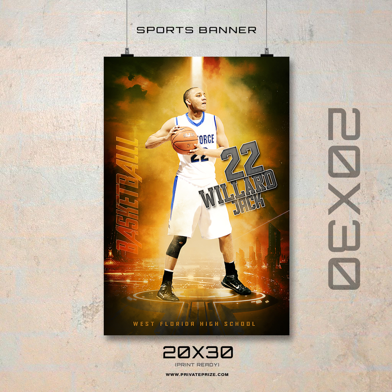 WILLARD JACK BASKETBALL - ENLIVEN EFFECTS SPORTS BANNER TEMPLATE - Photography Photoshop Template
